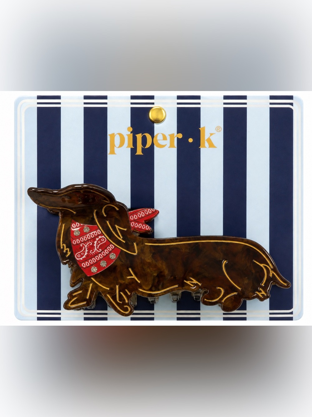 Piper•k Navy & Light Blue Striped Hair Accessory with Red Bandana Accent